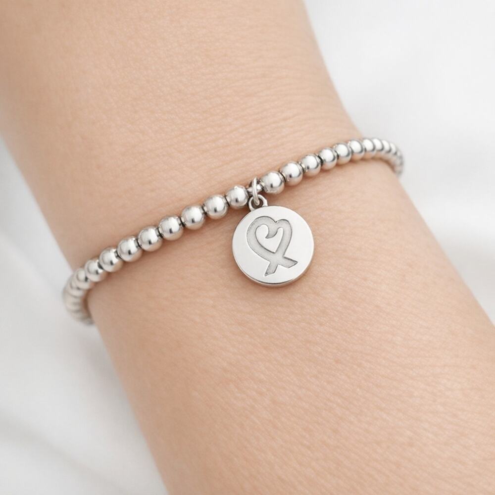 Tiffany & Co. T&Co Paloma Picasso Loving Heart Bead Bracelet 4mm Sterling 7” EUC